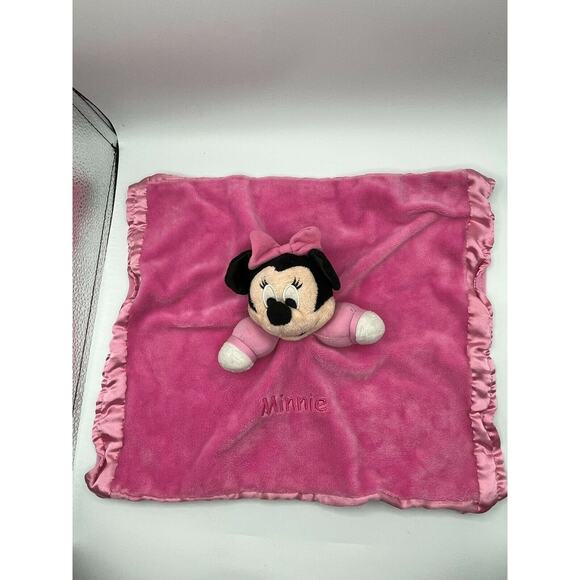 Minnie Mouse Lovey Security Blanket Plush Stuffed Animal Pink Satin Baby Infant - Picture 3 of 7